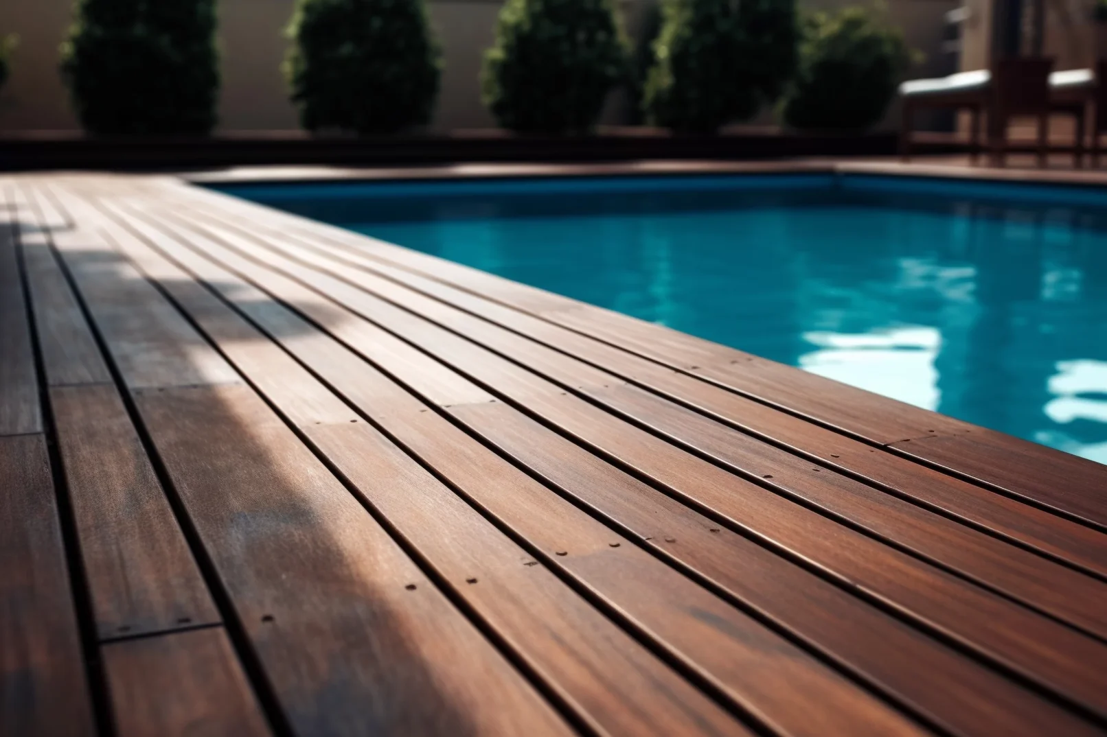 Deck de anchico para piscina